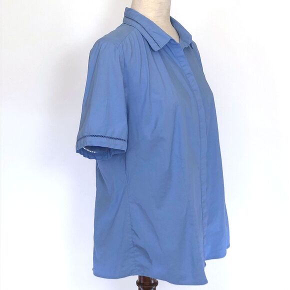 Land's End Blue Button-Up Women's Collar Shirt Size 14 - Picture 4 of 8